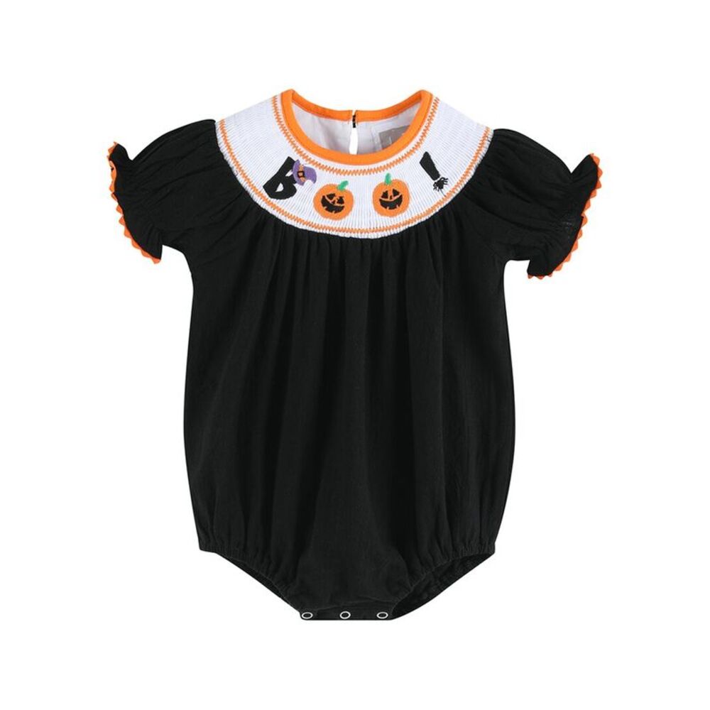 Lil Cactus Girls  Boo Halloween Romper, Black